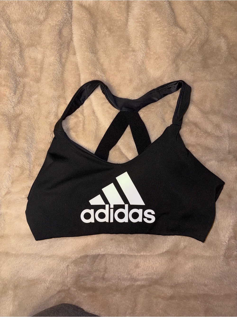 adidas Black Swim Bikini Top with White Logo